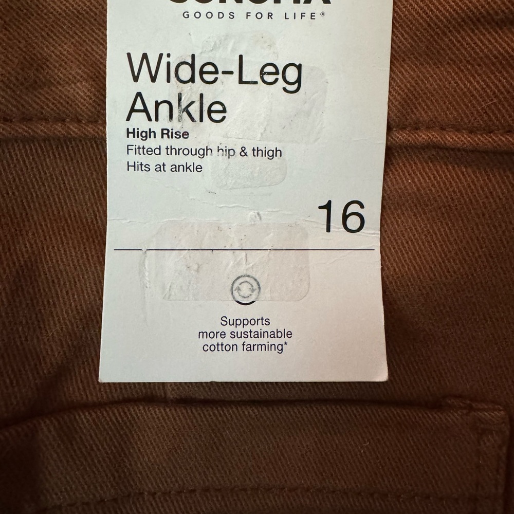 NWT Sonoma Wide-Leg Brown Ankle Pants High Rise - Picture 4 of 9